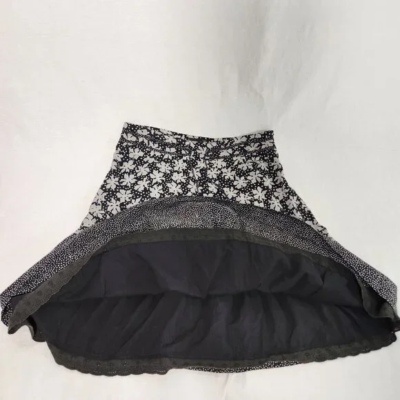 Vintage SOYA Cottagecore Flounce Black/Gray 2-Printed Skirt Size 40/8 Exc. Cond. - Picture 6 of 16
